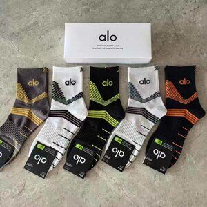 A27- ALO Yoga Men's Chevron Stripe Half-Crew Socks 5-Pair Box Set - NWT